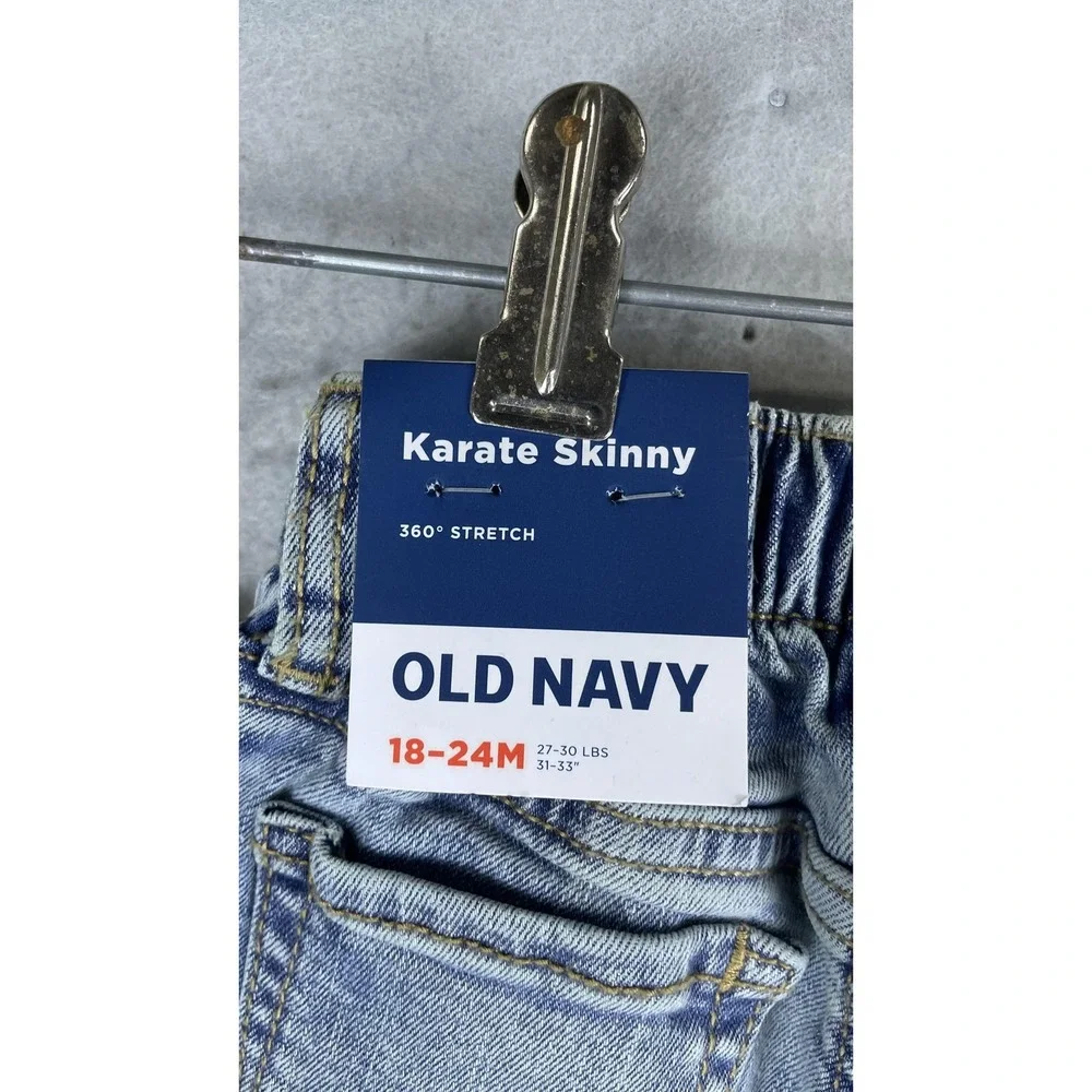 Old‎ Navy Jeans Boys 18-24 Months Blue Karate Skinny Adjustable Waist Stretch